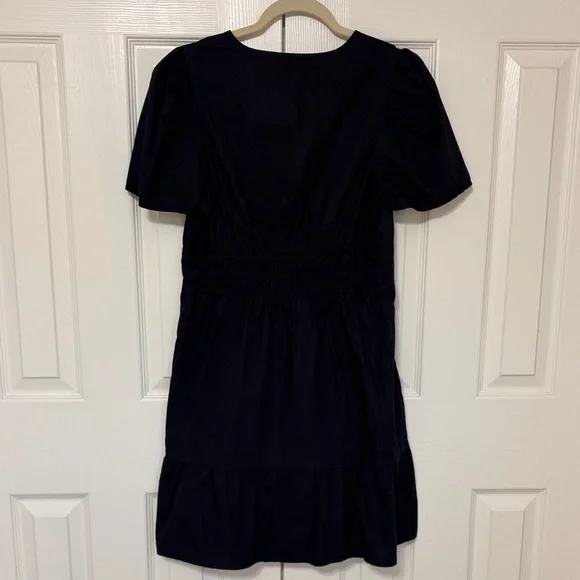 NWT Quince Women's Organic Cotton Poplin Tiered Mini Dress Navy Size Medium - Picture 7 of 13